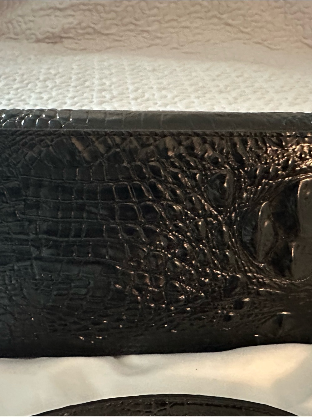 Brahmin Black Croc-Embossed Satchel with Matching Card Case - Picture 6 of 10